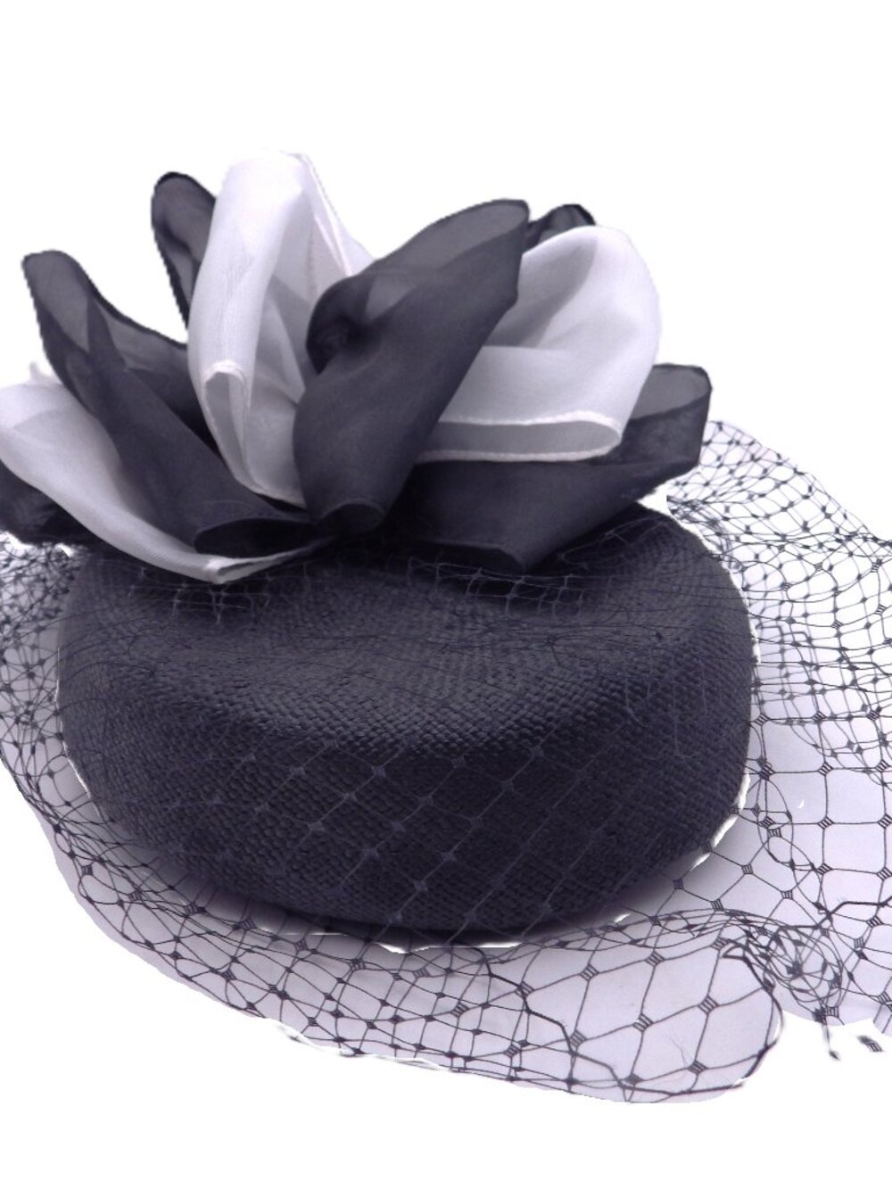Vintage Miss Bierner Hat/ Victorian Fascinator/ Veil/ Black White